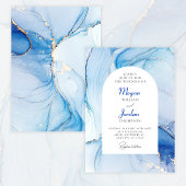 Invitation Marbre bleu mariage abstrait