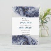 Invitation Marbre bleu marine et marbre doré (Debout devant)