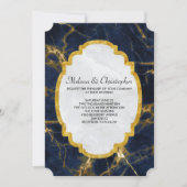 Invitation Marbre bleu marine et or Marbre moderne Mariage mo (Devant)