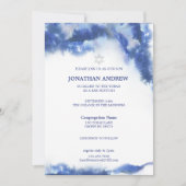 Invitation Marbre bleu moderne Ocean Ombre Bar Mitzvah (Devant)