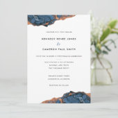 Invitation Marbre bleu peint à la main sur mesure mariage Inv (Debout devant)
