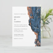 Invitation Marbre bleu peint à la main sur mesure mariage Inv (Debout devant)
