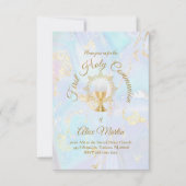 Invitation Marbre bleu première communion (Devant)