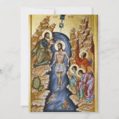 Invitation Marbre Bleu Texturé Lignes Dorées Baptême Orthodox (Dos)