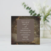 Invitation Marbre Brown et or Mariage (Debout devant)