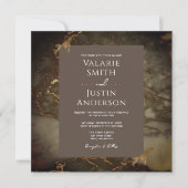 Invitation Marbre Brown et or Mariage (Devant)
