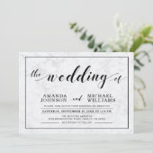 Invitation Marbre | Cérémonie de mariage simple typographie m (Debout devant)
