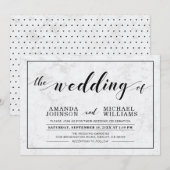 Invitation Marbre | Cérémonie de mariage simple typographie m (Devant / Derrière)