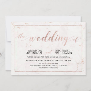 Invitation Marbre Cérémonie de mariage simple typographie m