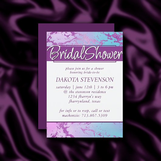 Invitation Marbre chic | Glam violet violet violet bleu Ombre