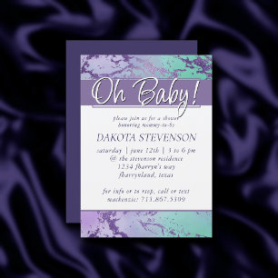 Invitation Marbre chic   Lavande violet et vert menthe
