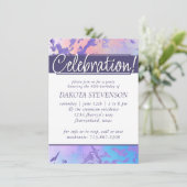 Invitation Marbre cool | Blue Purple and Pink Ombre Anniversa (Debout devant)