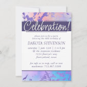 Invitation Marbre cool | Blue Purple and Pink Ombre Anniversa (Devant)