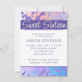 Invitation Marbre cool | Turquoise bleu violet Ombre doux 16 (Devant)