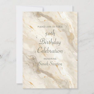 Invitation Marbre crème blanche 50e anniversaire