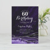 Invitation Marbre d'agate d'argent pourpre 60e anniversaire (Debout devant)