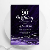 Invitation Marbre d'agate d'argent pourpre 90e anniversaire