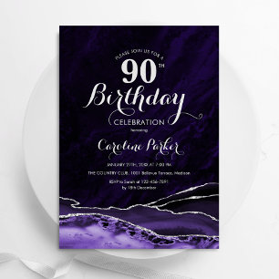 Invitation Marbre d'agate d'argent pourpre 90e anniversaire