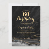 Invitation Marbre d'agate d'or noir 60e anniversaire (Devant)
