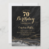Invitation Marbre d'agate d'or noir 70e anniversaire (Devant)
