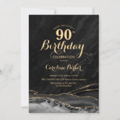 Invitation Marbre d'agate d'or noir 90e anniversaire (Devant)