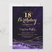 Invitation Marbre d'agate d'or pourpre 18e anniversaire (Devant)