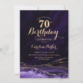 Invitation Marbre d'agate d'or pourpre 70e anniversaire (Devant)