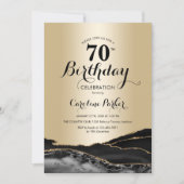 Invitation Marbre d'Agate Noir Or 70e anniversaire (Devant)