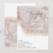 Invitation Marbre d'agate or rose perle calligraphie (Devant / Derrière)