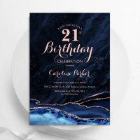 Marbre d'âge or Rose bleu marine 21e anniversaire