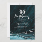Invitation Marbre d'âge or turquoise 90e anniversaire (Devant)
