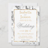 Invitation Marbre d'argent, or et blanc (Devant)