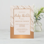 Invitation Marbre de cuivre tendance glam élégant baby shower (Debout devant)