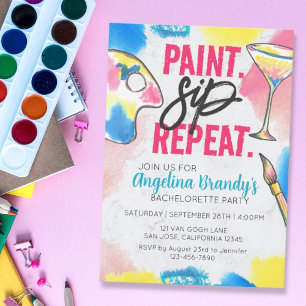 Invitation Marbre de la fête du vin de la Bachelorette Peintu
