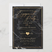 Invitation Marbre de la partie d'engagement PixDezines/Gold d (Devant)