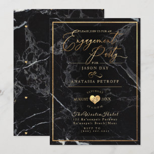 Invitation Marbre de la partie d'engagement PixDezines/Gold d