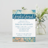 Invitation Marbre de luxe | Beau corail et graduation Turquoi (Debout devant)