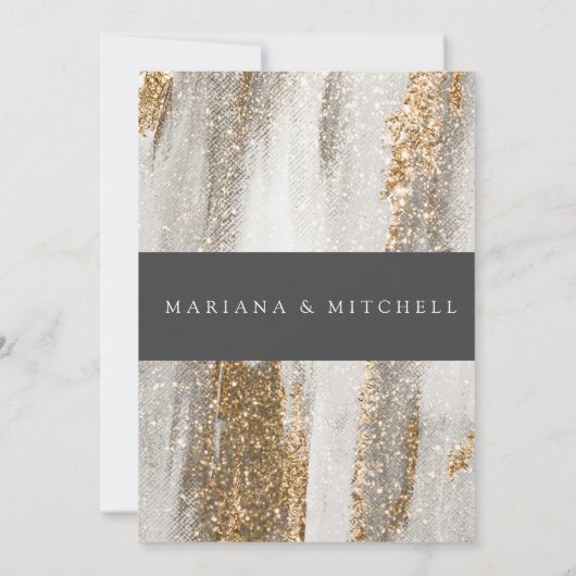 Invitation Marbre de luxe doré traits blanc et gris  (Dos)