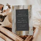 Invitation Marbre de luxe doré traits blanc et gris 