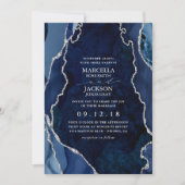 Invitation Marbre de marine et Mariage d'âge d'argent (Devant)