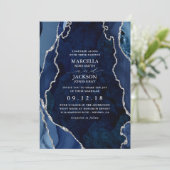 Invitation Marbre de marine et Mariage d'âge d'argent (Debout devant)