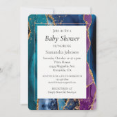 Invitation Marbre de Parties scintillant bleu bleu turquoise (Devant)