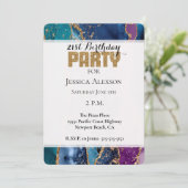 Invitation Marbre de Parties scintillant bleu bleu turquoise (Debout devant)