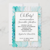 Invitation Marbre d'encre or Mint Aqua (Devant)