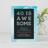 Invitation Marbre d'encre Typographie moderne 40e anniversair (Debout devant)