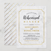 Invitation Marbre | Dîner de répétition de mariage classique (Devant / Derrière)