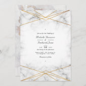Invitation Marbre d'or Code QR géométrique RSVP Mariage (Devant / Derrière)