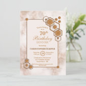 Invitation Marbre d'or Géométrique 70e anniversaire Dîner fêt (Debout devant)