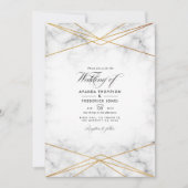 Invitation Marbre d'or Mariage géométrique photo (Devant)