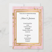 INVITATION MARBRE D'OR ROSE CLASSIQUE MARIAGE DE COUCHE ABSTR (Devant)